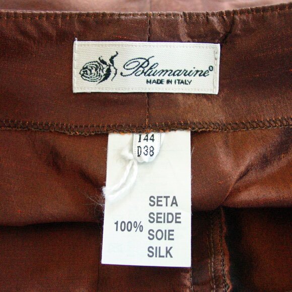 BLUMARINE 100% Silk Shantung Flat Front Cropped Pants Women's I 44/US 8 - ITALY - Picture 12 of 12
